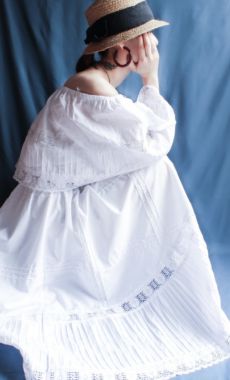 rabatine collar lace white dress